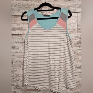 Staccato Striped Tank Top - White, Gray, Pink, Blue